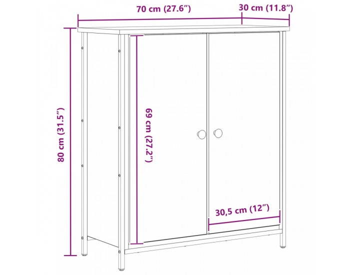 Sonata H бюфет  масивен дъб 70x30x80 см плочи от дървесни частици