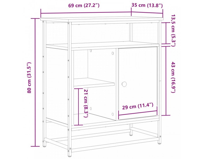 Sonata H Бюфет от старо дърво 69x35x80 см Инженерна дървесина и стомана