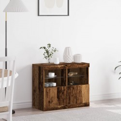 Sonata H Сайдборд  с LED светлини Стара дървесина 81x37x67 см - Corpuri, vitrine, biblioteci modulare