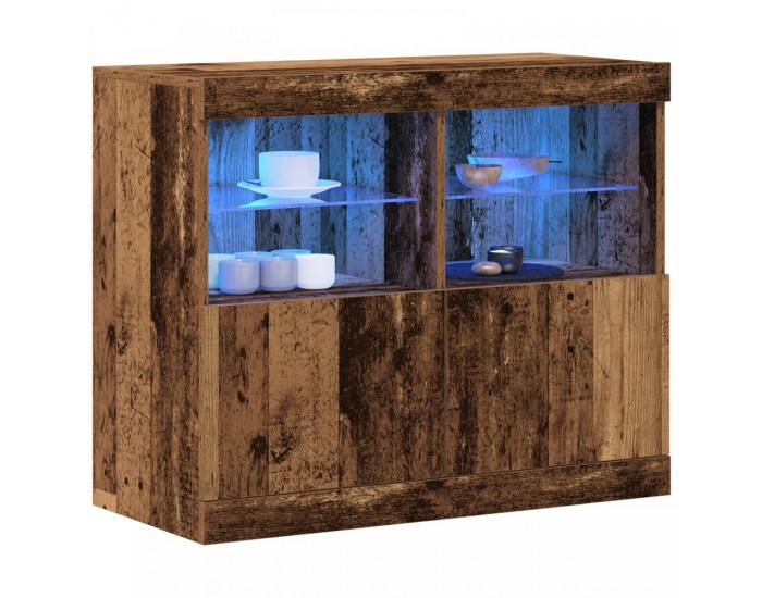 Sonata H Сайдборд  с LED светлини Стара дървесина 81x37x67 см