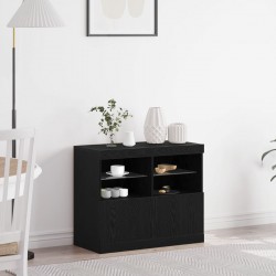 Sonata H Сайдборд с LED Освежаване Черен Дъб 81x37x67 см - Corpuri, vitrine, biblioteci modulare
