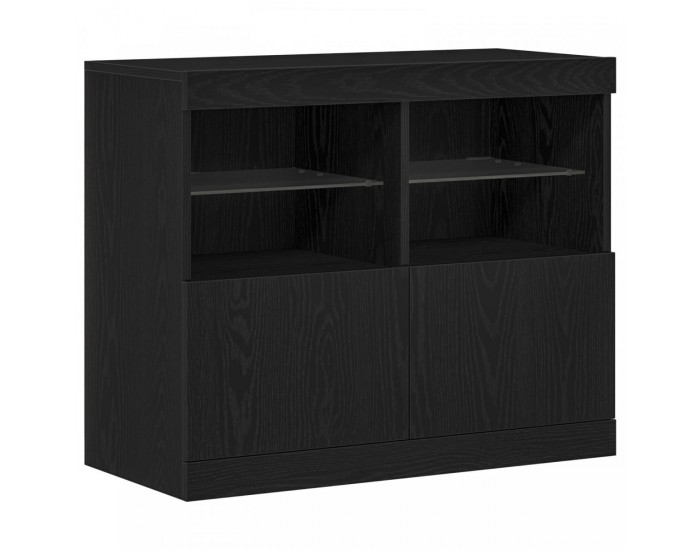 Sonata H Сайдборд с LED Освежаване Черен Дъб 81x37x67 см