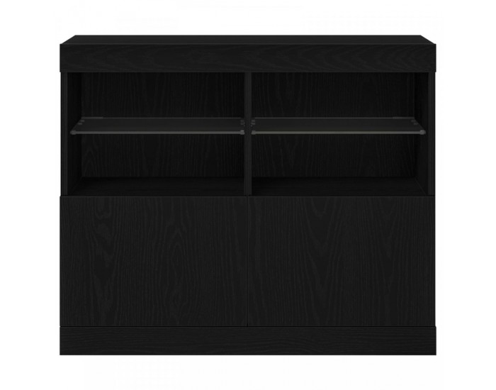 Sonata H Сайдборд с LED Освежаване Черен Дъб 81x37x67 см