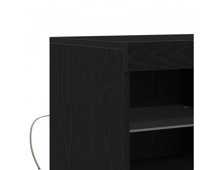 Sonata H Сайдборд с LED Освежаване Черен Дъб 81x37x67 см