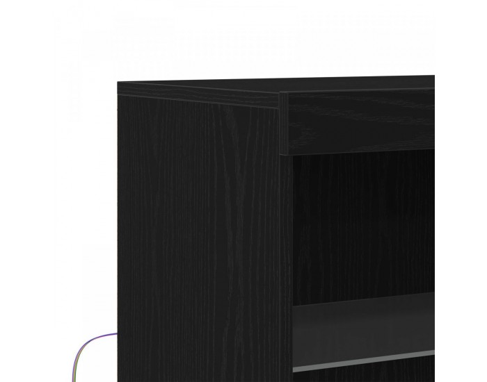 Sonata H Стъклен шкаф с LED осветление Черен дъб 60x37x100 см