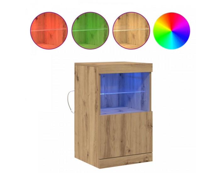 страничен бюфет Sonata H с LED светлини от занаятчийски дъб 41x37x67 см