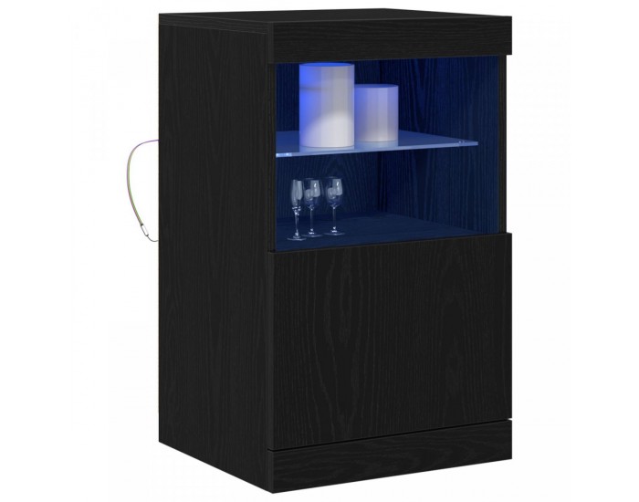 Sonata H Страничен шкаф с LED осветление Черен дъб 41x37x67 см