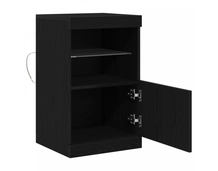 Sonata H Страничен шкаф с LED осветление Черен дъб 41x37x67 см
