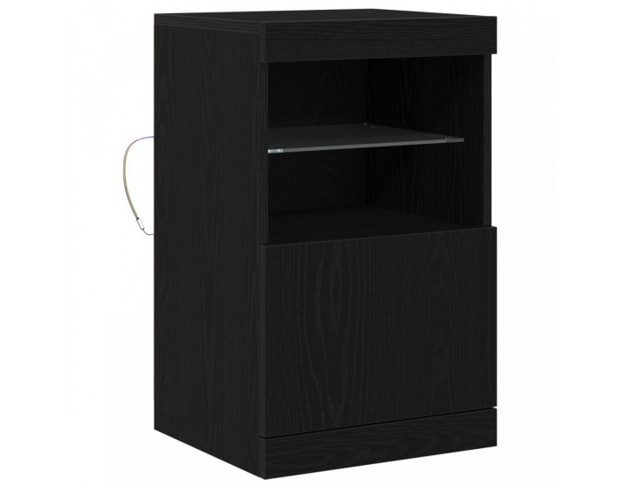 Sonata H Страничен шкаф с LED осветление Черен дъб 41x37x67 см