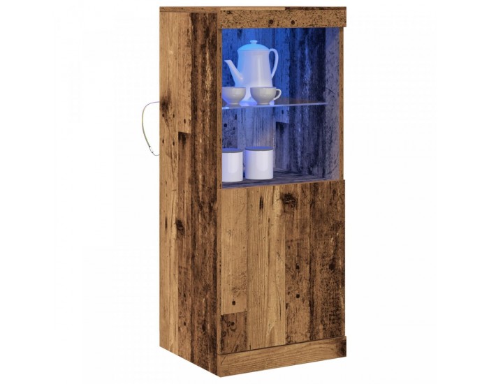 Sonata H Страничен шкаф с LED светлини Дървен вид 41x37x100 см