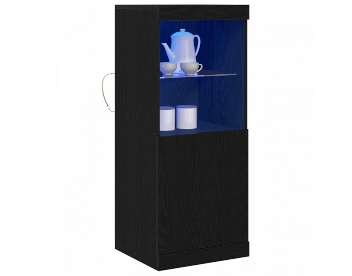 Sonata H Стенен шкаф с LED светлини Черен дъб 41x37x100 см
