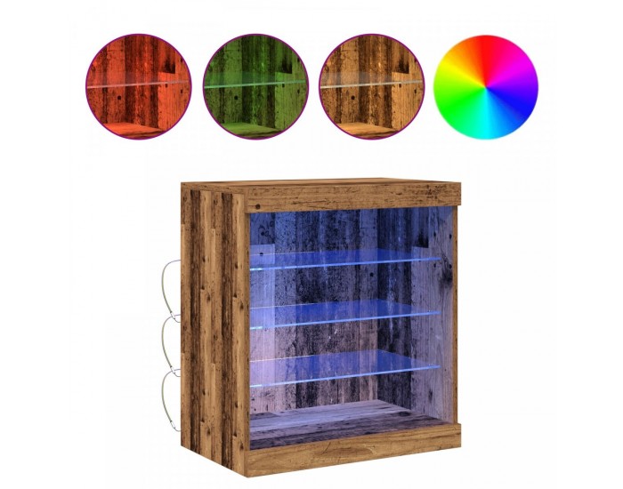 Sonata H Сайдборд с LED светлини от старо дърво 60,5x37x67 см