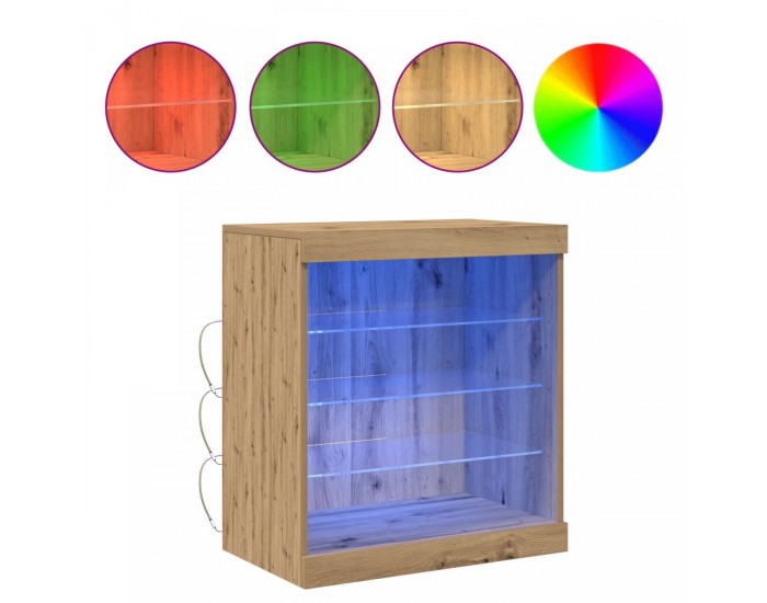 Sonata H Сайдборд с LED светлини Artisan дъб 60,5x37x67 см