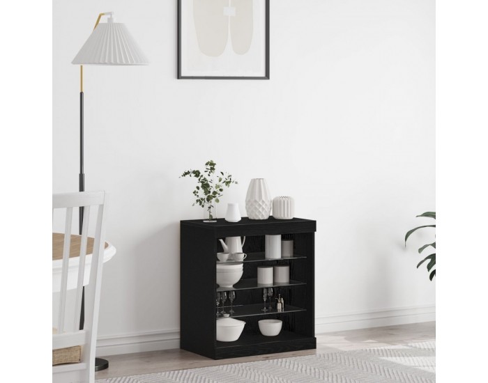 Sonata H Комод с LED светлини Черен дъб 60,5x37x67 см