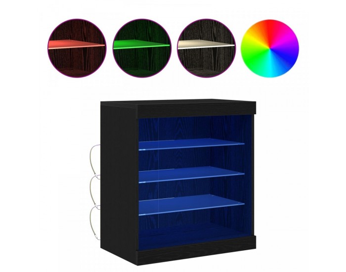 Sonata H Комод с LED светлини Черен дъб 60,5x37x67 см