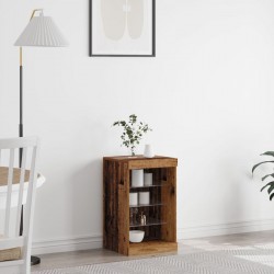 Sonata H Сайдборд с LED светлини Стара дървесина 41x37x67 см - Corpuri, vitrine, biblioteci modulare