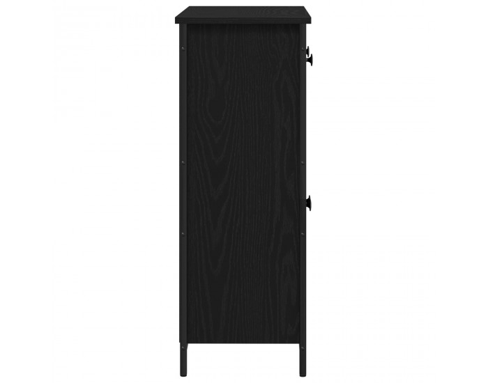Sonata H Страничен шкаф Черен Дъб 70x30x80 см Инженерна дървесина и стомана