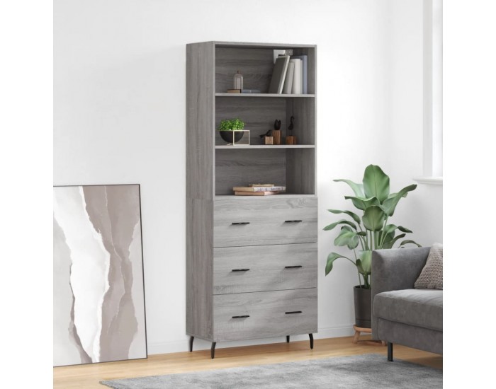 Sonata Dulap înalt, gri sonoma, 69,5x34x180 cm, lemn compozit