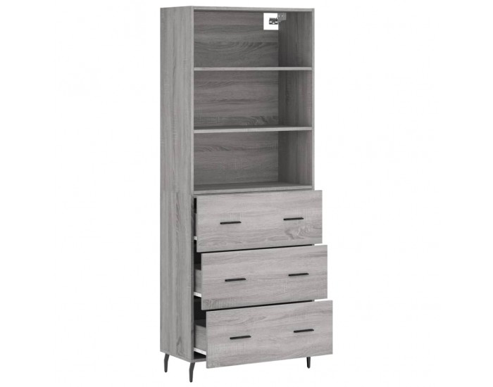 Sonata Dulap înalt, gri sonoma, 69,5x34x180 cm, lemn compozit