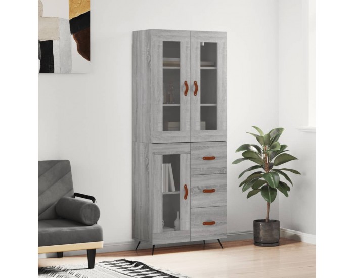 Sonata H Висок шкаф, сив сонома, 69,5x34x180 см, инженерно дърво