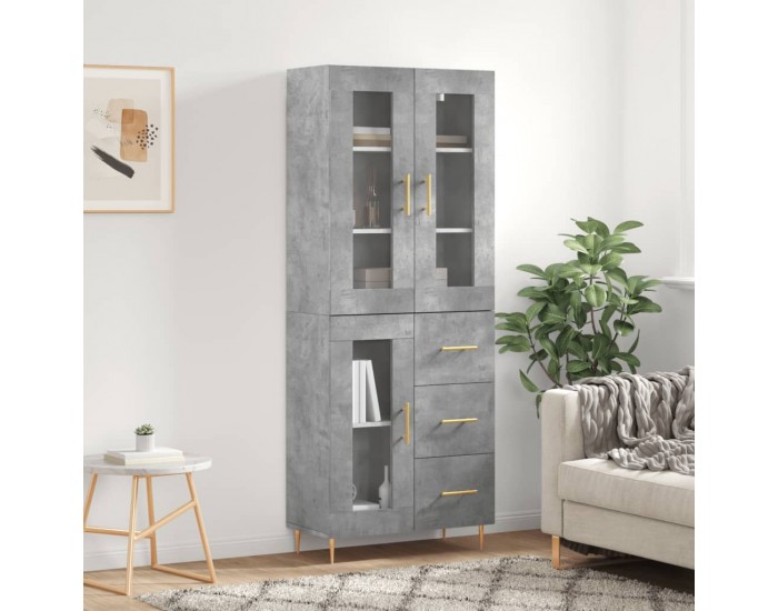 Sonata H Висок шкаф, бетонно сив, 69,5x34x180 см, инженерно дърво
