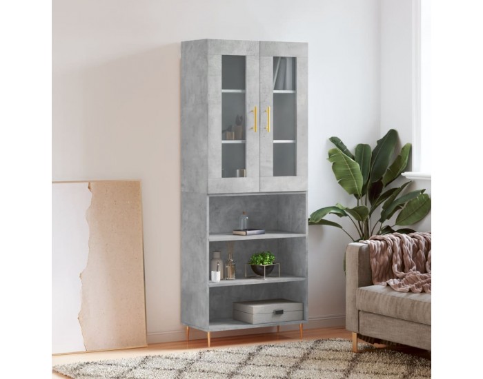 Sonata H Висок шкаф, бетонно сив, 69,5x34x180 см, инженерно дърво