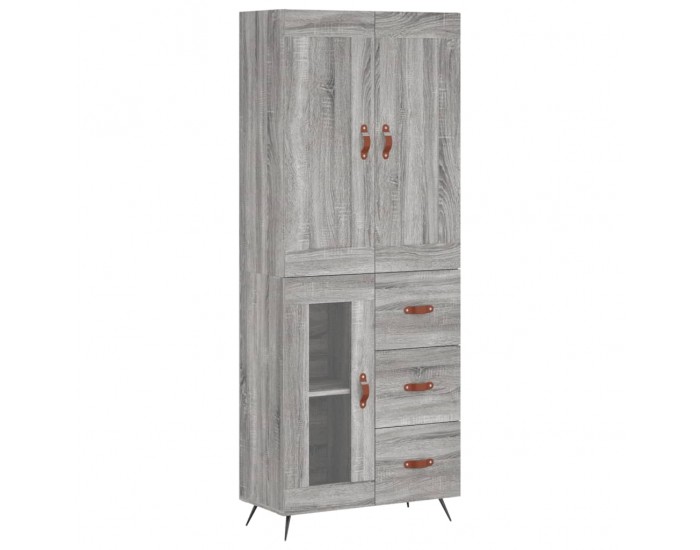 Sonata H Висок шкаф, сив сонома, 69,5x34x180 см, инженерно дърво
