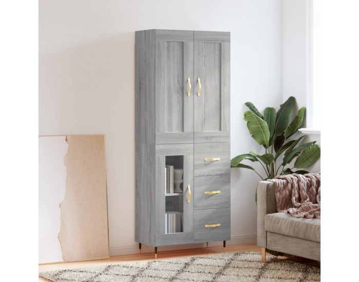 Sonata Dulap înalt, gri sonoma, 69,5x34x180 cm, lemn compozit