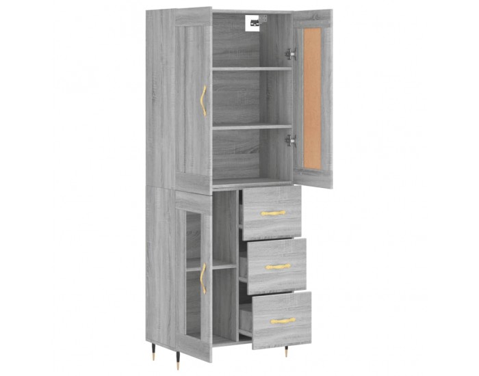 Sonata Dulap înalt, gri sonoma, 69,5x34x180 cm, lemn compozit