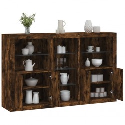 Sonata H Сайдборд с LED светлини, oпушен дъб, 162x37x100 см - Corpuri, vitrine, biblioteci modulare