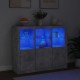 Sonata H Сайдборди с LED осветление, 3 бр, бетонно сив, инженерно дърво