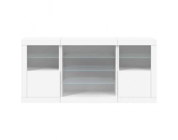 Sonata H Сайдборд с LED светлини, бял, 142,5x37x67 см