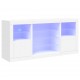 Sonata H Сайдборд с LED светлини, бял, 142,5x37x67 см