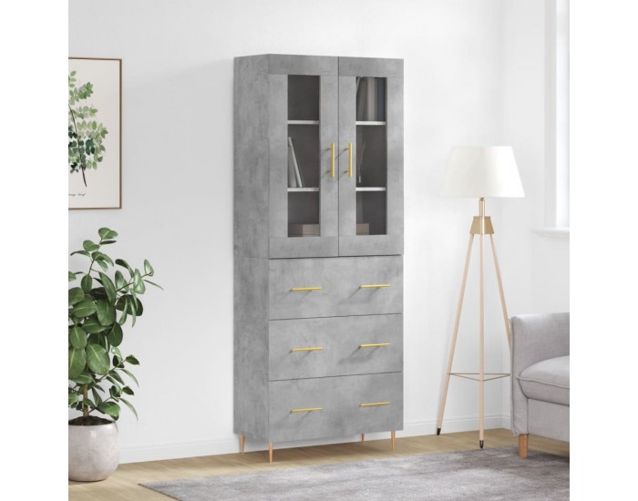Sonata Dulap înalt, gri beton, 69,5x34x180, lemn compozit