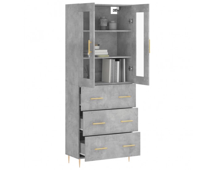 Sonata Dulap înalt, gri beton, 69,5x34x180, lemn compozit