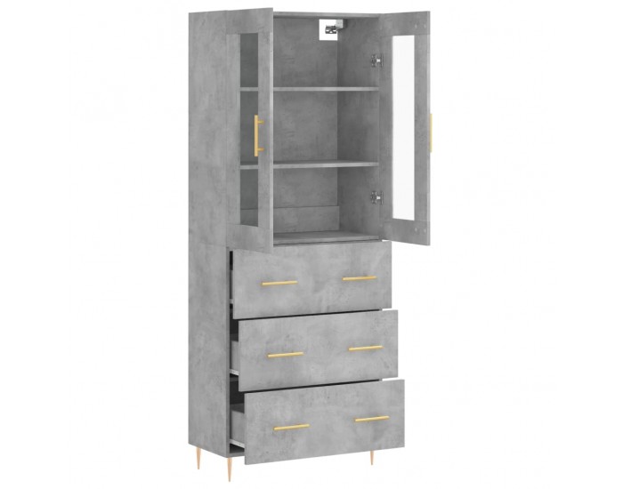 Sonata Dulap înalt, gri beton, 69,5x34x180, lemn compozit