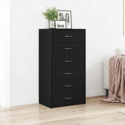 Sonata H Сайдборд с 6 чекмеджета черен дъб 50x34x96 см инженерно дърво - Corpuri, vitrine, biblioteci modulare