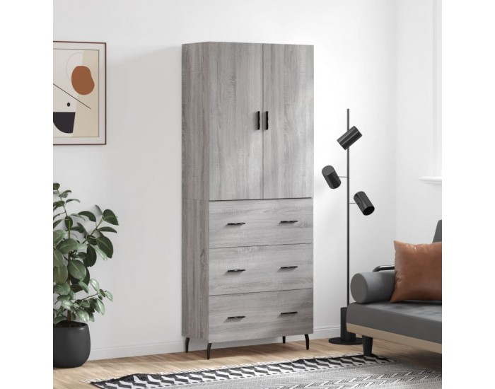 Sonata Dulap înalt, gri sonoma, 69,5x34x180 cm, lemn compozit