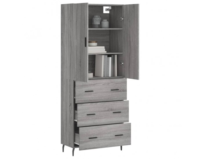 Sonata Dulap înalt, gri sonoma, 69,5x34x180 cm, lemn compozit