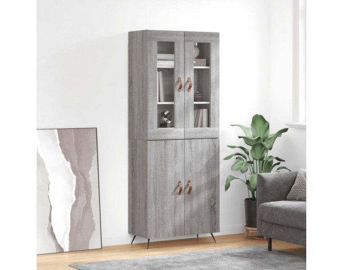 Sonata H Висок шкаф, сив сонома, 69,5x34x180 см, инженерно дърво
