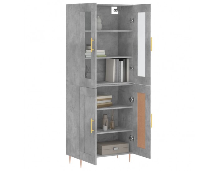 Sonata Dulap înalt, gri beton, 69,5x34x180, lemn compozit