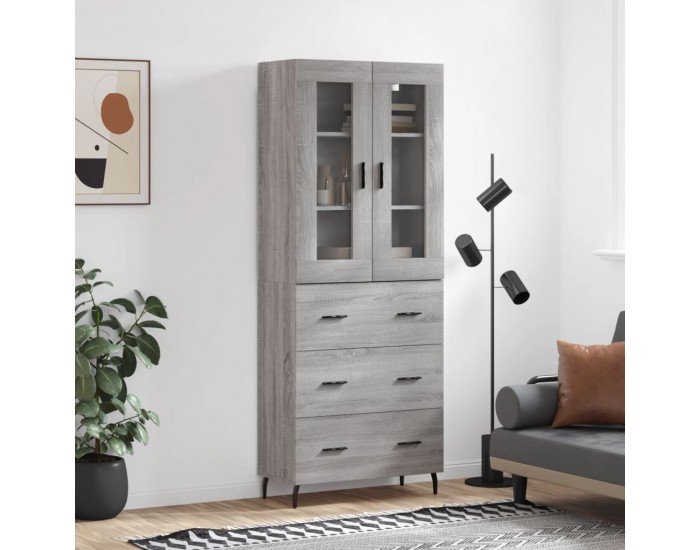 Sonata Dulap înalt, gri sonoma, 69,5x34x180 cm, lemn compozit