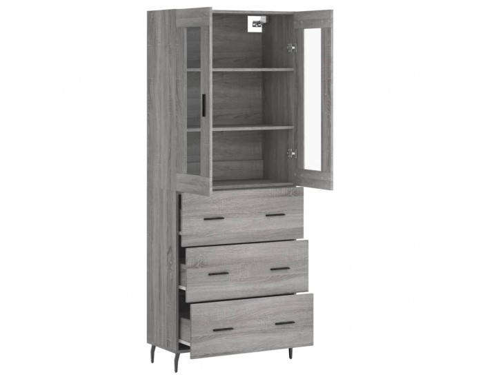 Sonata Dulap înalt, gri sonoma, 69,5x34x180 cm, lemn compozit