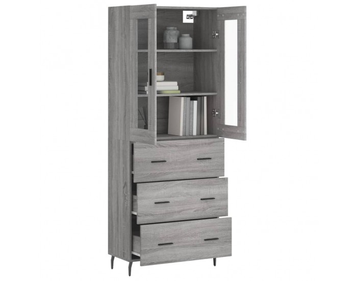 Sonata Dulap înalt, gri sonoma, 69,5x34x180 cm, lemn compozit