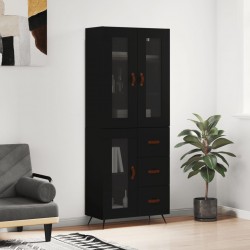 Sonata H Висок шкаф, черен, 69,5x34x180 см, инженерно дърво - Corpuri, vitrine, biblioteci modulare