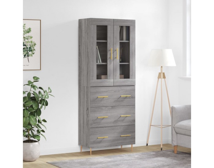 Sonata H Висок шкаф, сив сонома, 69,5x34x180 см, инженерно дърво