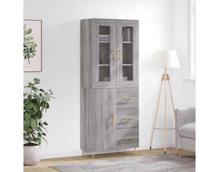 Sonata H Висок шкаф, сив сонома, 69,5x34x180 см, инженерно дърво
