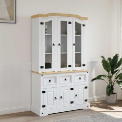 Sonata H Висок шкаф Corona, бял, 112x43x196 см, мексикански бор масив - Corpuri, vitrine, biblioteci modulare