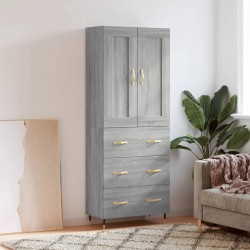 Sonata Dulap înalt, gri sonoma, 69,5x34x180 cm, lemn compozit