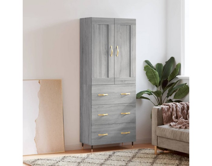 Sonata Dulap înalt, gri sonoma, 69,5x34x180 cm, lemn compozit